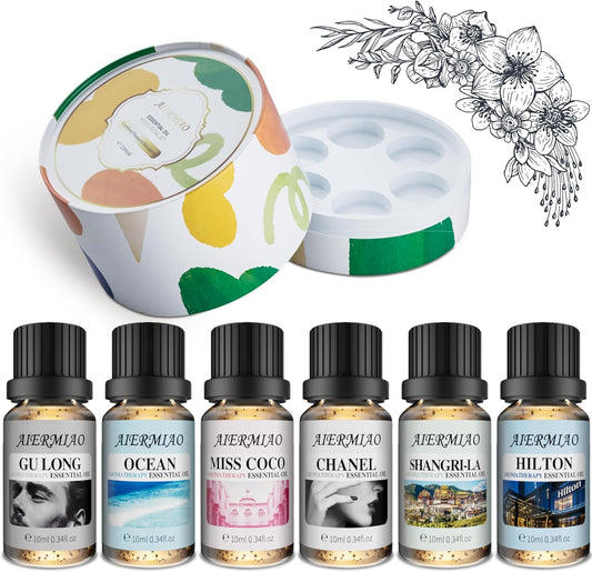 Essential Oils Set - 6 X 10ML Conceptual Scent Aromatherapy Essential Oils Gift Set for Bedroom, Office, Car and Cabinet